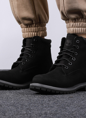 添柏岚女鞋马丁靴冬季户外徒步登山鞋耐磨黑色高帮休闲靴A17VM