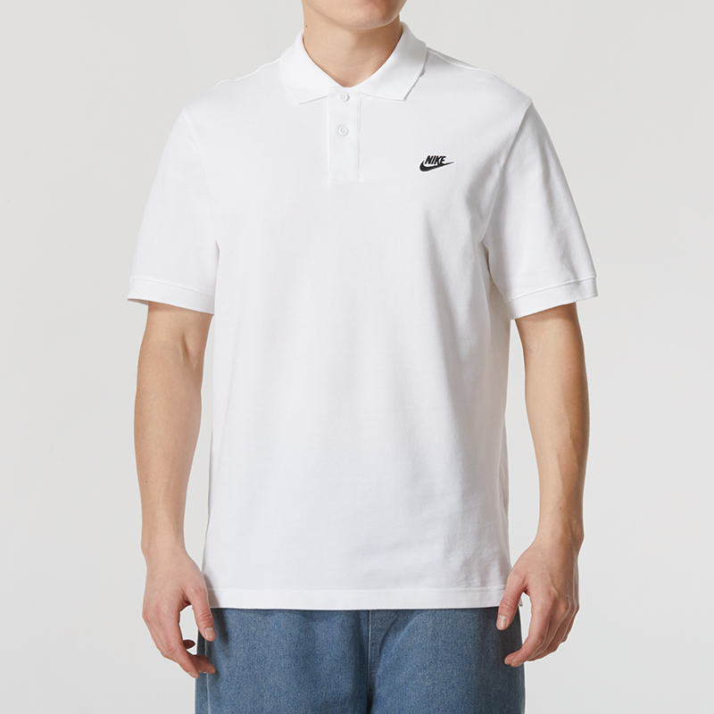 NIKE耐克白色POLO衫男25夏新款运动服跑步圆领短袖T恤FN3895-100