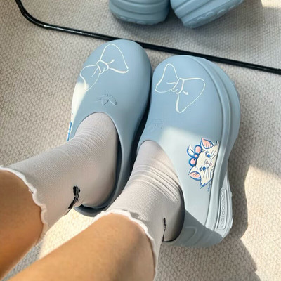 阿迪达斯三叶草休闲鞋女厚底包头凉鞋拖鞋春季穆勒鞋卡通猫JR4245