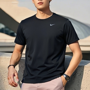 圆领纯色半袖 耐克短袖 春季 男装 跑步健身上衣训练运动T恤 官方正品