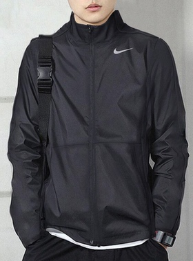 耐克男子黑色立领休闲外套26春新款跑步梭织夹克运动服DM6620-011