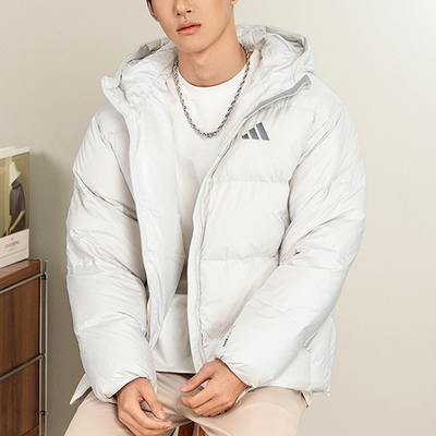 adidas阿迪达斯男子运动户外保暖休闲连帽短款羽绒服厚外套KC2477