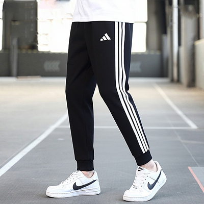 adidas阿迪达斯三条纹加绒保暖运动裤秋冬男裤足球针织长裤JD1861