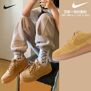 耐克NIKE正品男女童小麦色空军一号女子经典运动板鞋潮时尚休闲鞋