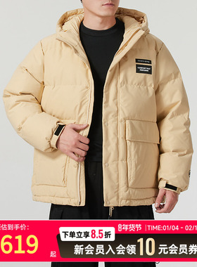 斯凯奇短款羽绒服男装25冬季新款户外保暖连帽羽绒外套 P425M057