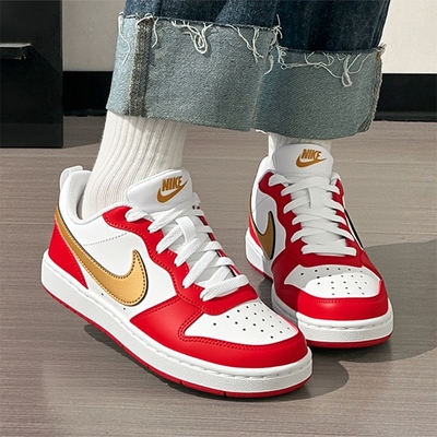 NIKE耐克官方正品女鞋休闲鞋25新款大童运动鞋红色COURT板鞋女