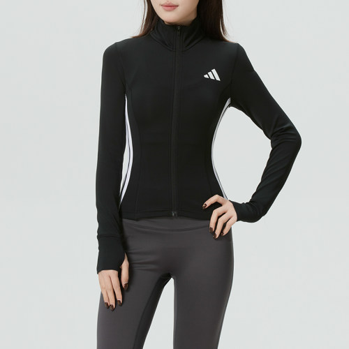 adidas女装针织夹克外套26新款跑步修身立领运动服KB7843