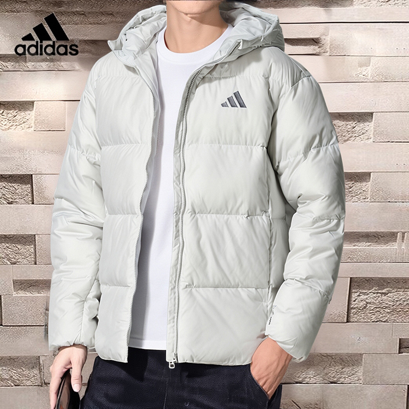 阿迪达斯男装短款羽绒服秋冬厚外套保暖运动服户外防风休闲上衣