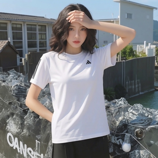 adidas阿迪达斯女子白色运动服CLIMACOOL清风短袖T恤健身衣KU8746