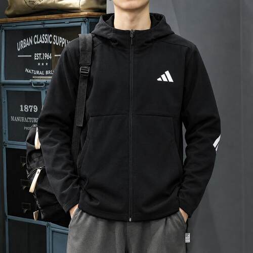 阿迪达斯外套男装2026秋季新款ZNE运动服针织连帽防风夹克JD5984
