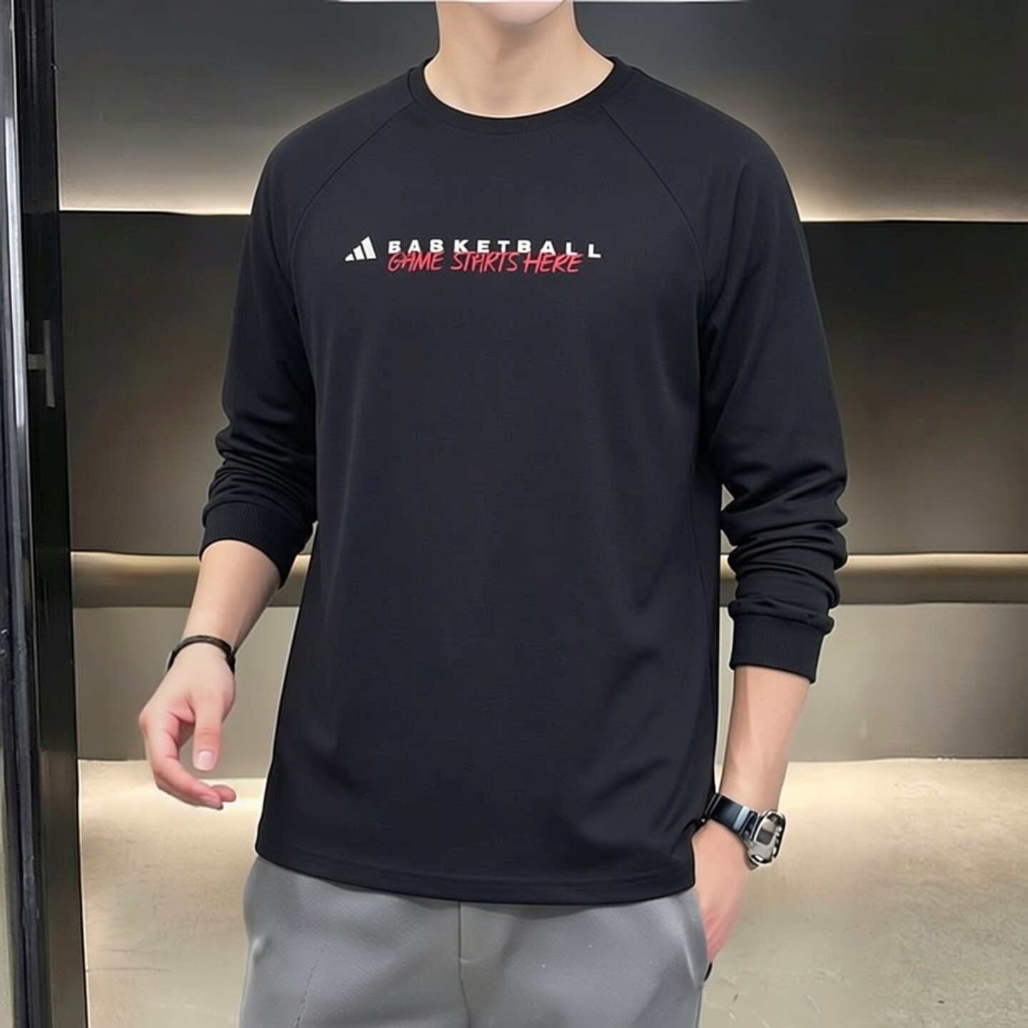 阿迪达斯男装长袖T恤2026新款春季运动服透气训练休闲上衣KC2803