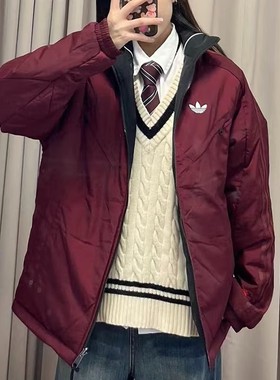 阿迪达斯adidas棉服男女厚外套25春新款运动服保暖立领棉衣KA0821