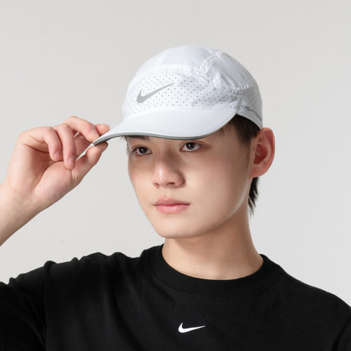 耐克运动帽软顶棒球帽男帽女帽遮阳帽鸭舌帽跑步白帽子FB5681-100