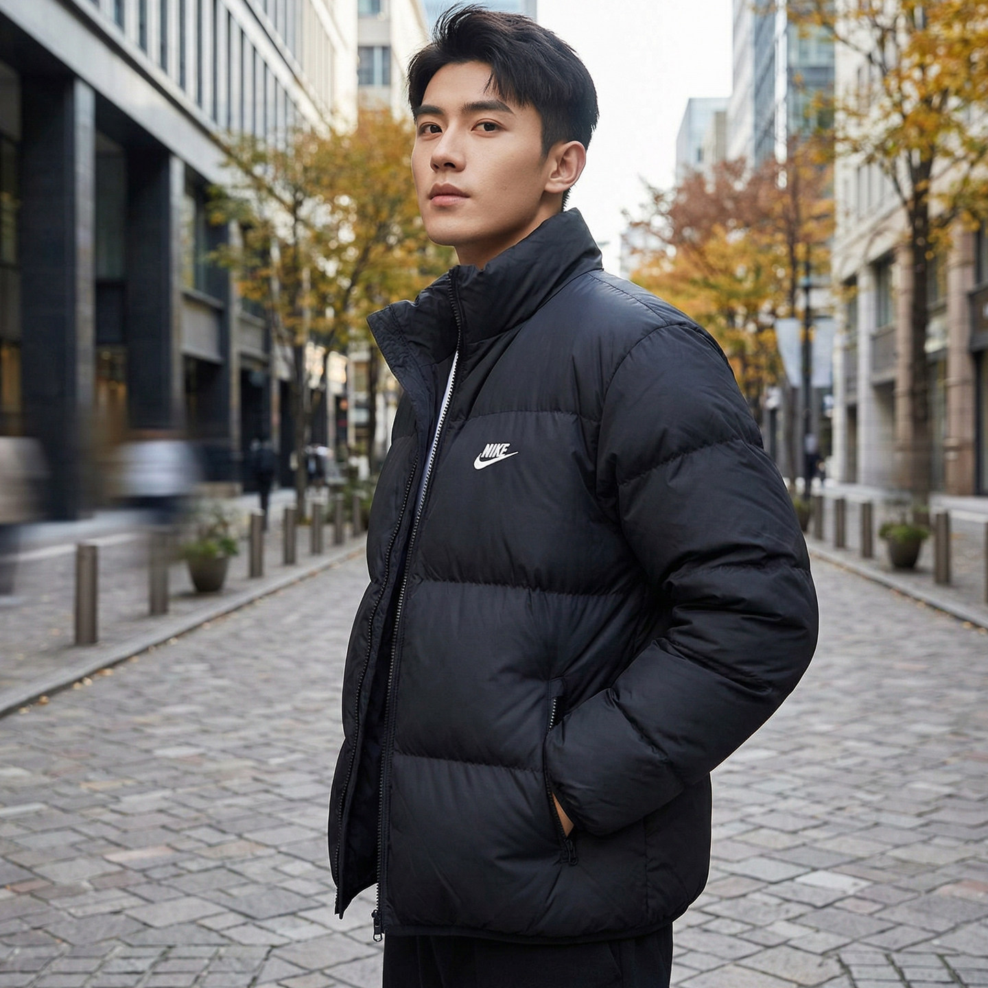 Nike耐克官方羽绒服男装25冬季新款面包服黑色上衣保暖夹克外套男