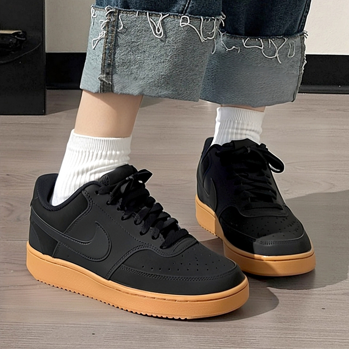 NIKE耐克男鞋黑色低帮休闲鞋新款板鞋厚底透气运动鞋CD5463-008