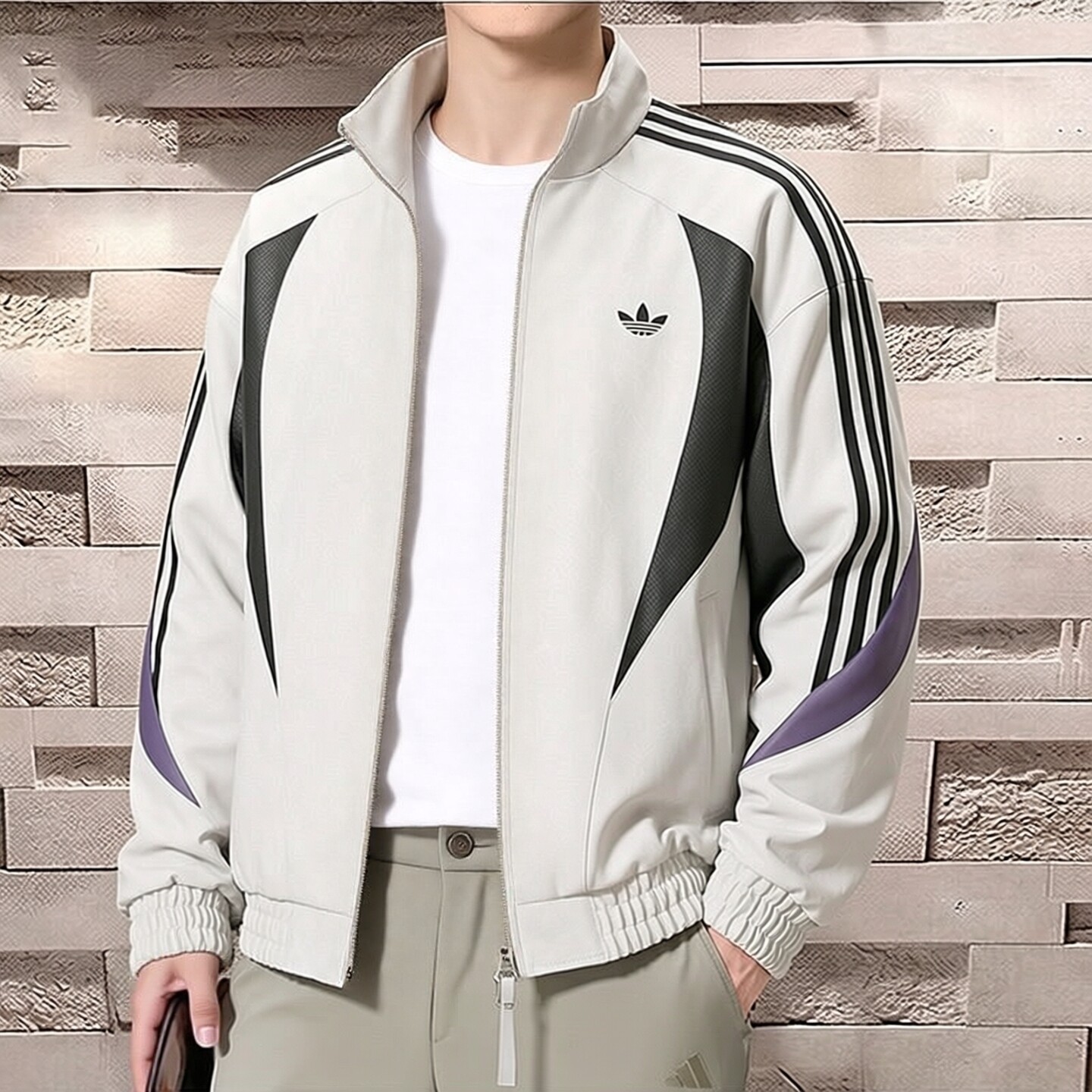 阿迪达斯三叶草男装皮质夹克外套2026秋季新款风衣运动服KX0814
