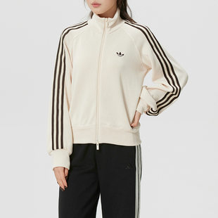 阿迪达斯三叶草女装外套26春季新款针织立领开衫夹克运动服KQ5490