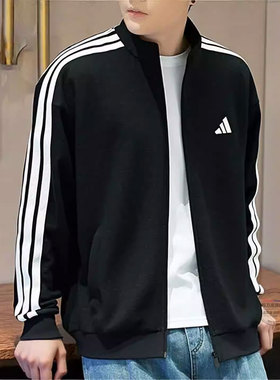 阿迪达斯男装针织立领夹克外套26春新款运动跑步健身训练服KR2488