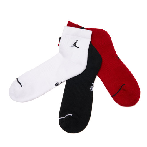 NIKE耐克26新款运动短袜3双装JORDAN透气休闲袜黑白红DX9655-902