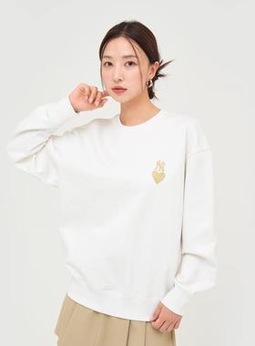 MLB情侣卫衣男装女装爱心系列新款奶油色圆领套头衫3AMTH9144