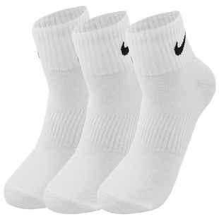 NIKE耐克白色中筒袜子男袜女袜休闲袜新款三双装运动袜SX4706-101