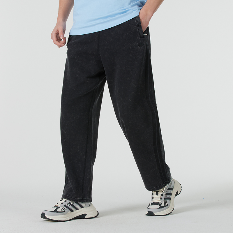 阿迪达斯三叶草25新款运动裤牛仔色直筒长裤宽松跑步休闲裤KA6761