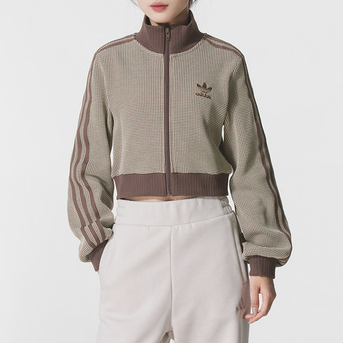 阿迪达斯adidas三叶草女装修身短款外套26新款运动健身夹克KC2645