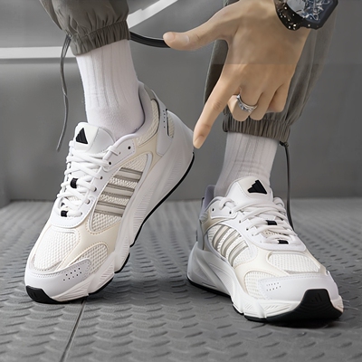 阿迪达斯女鞋厚底白色休闲运动鞋CRAZYCHAOS 2000缓震跑鞋JS4838