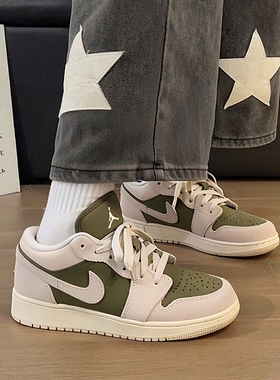 NIK耐克女鞋休闲鞋板鞋25新款AJ1篮球鞋低帮绿色厚底运动鞋HV4396