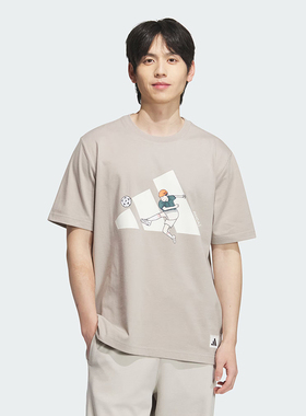 阿迪达斯官网正品冬季男子运动半袖休闲圆领短袖灰色T恤KC5318