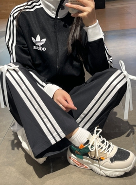 阿迪达斯长裤女款夏季宽松三条杠香蕉裤舞蹈裤新款梭织长裤JY7666
