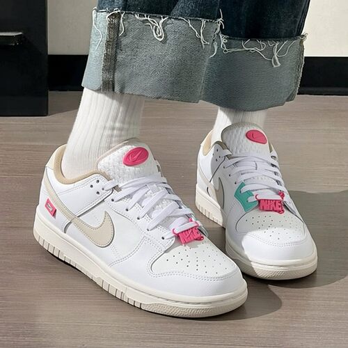 Nike耐克女鞋Dunk Low白灰粉拼接街舞系列休闲低帮板鞋DX6060-121
