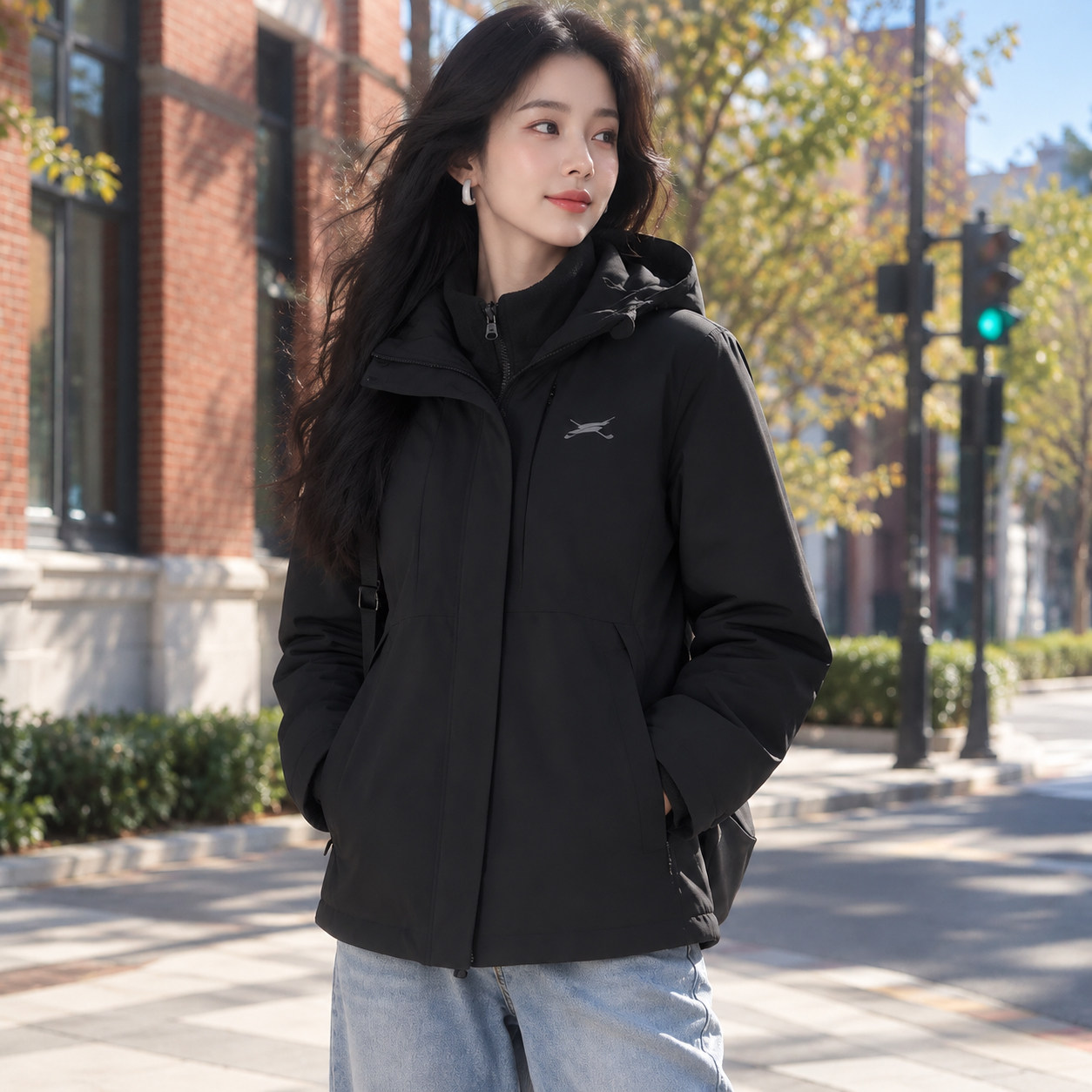 斯凯奇三合一冲锋外套女装春秋季新款户外正品运动服摇粒绒夹克