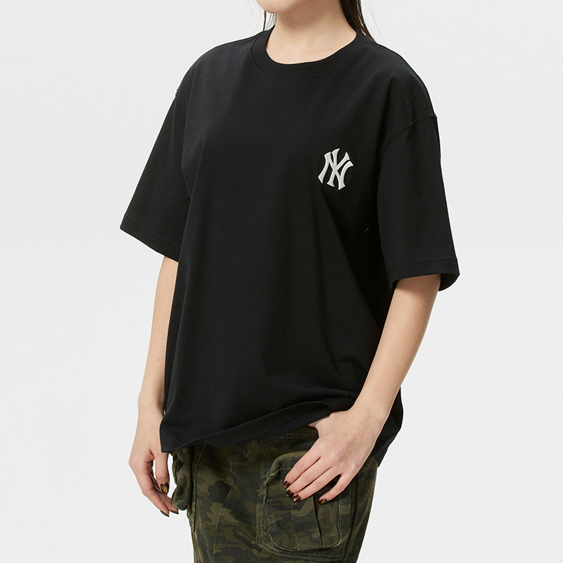 MLB黑色短袖T恤男装女装运动服2026新款圆领跑步宽松印花休闲半袖