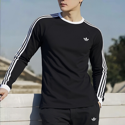 adidas阿迪达斯三叶草男子复古风运动服26新款休闲长袖T恤KE3546