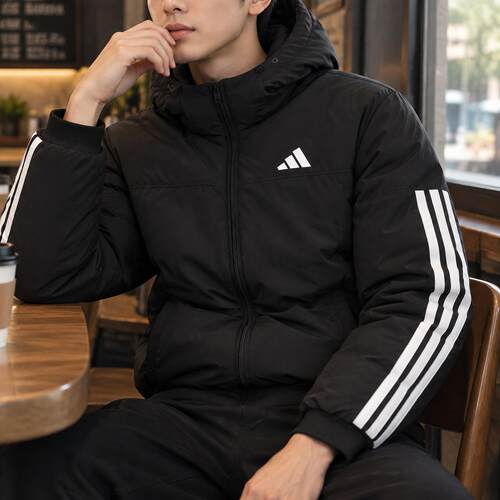 Adidas阿迪达斯羽绒服男装冬季新款运动连帽加厚短款外套JG3845