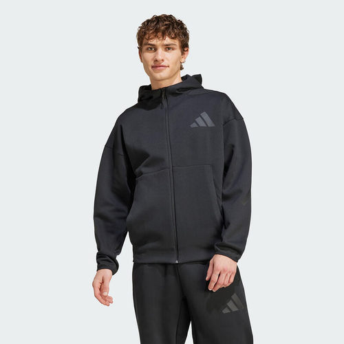 adidas阿迪达斯连帽卫衣男26秋新款休闲针织夹克户外运动服JE7538