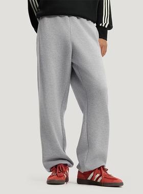 adidas阿迪达斯三叶草男裤灰色直筒长裤26春新款针织运动裤KT0653