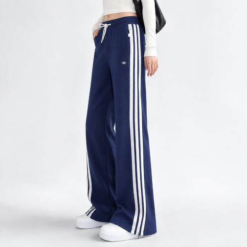 adidas阿迪达斯三叶草女子运动休闲长裤26秋新款蓝色喇叭裤KY2163
