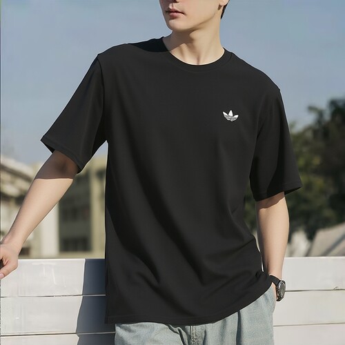 adidas三叶草男子短袖T恤26夏新款透气跑步运动服JW0038