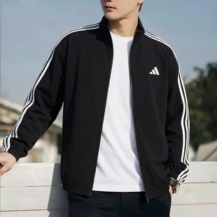 阿迪达斯男装梭织立领加绒夹克外套26新款摇粒绒休闲运动服KR2517