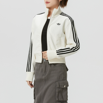 阿迪达斯三叶草女装立领针织夹克外套26春季新款跑步运动服KD2892