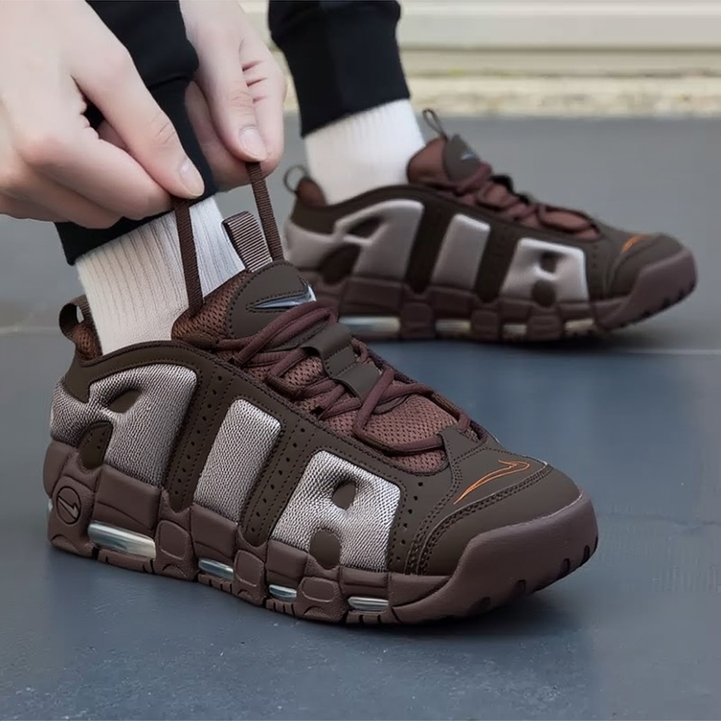 耐克休闲鞋男鞋2025新款Air More Uptempo皮蓬大Air缓震运动鞋子