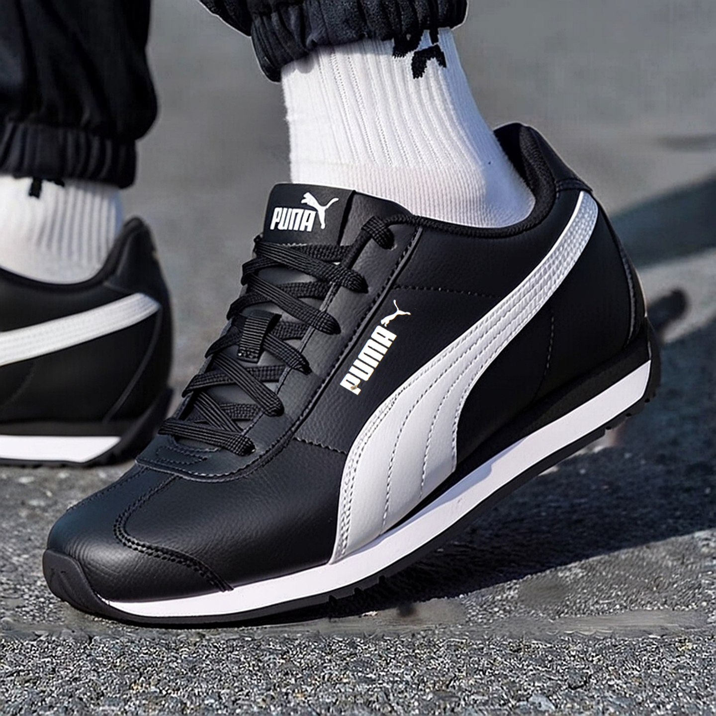 Puma彪马黑色皮面T头鞋男鞋女鞋25冬季新款德训鞋复古情侣运动鞋