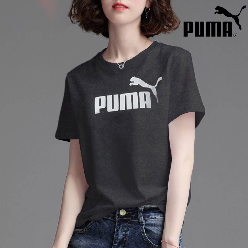 PUMA彪马T恤女款圆领上衣运动服休闲半截袖透气宽松短袖673655
