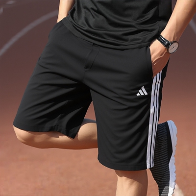 adidas足球五分裤秋季男裤26新款三条纹针织短裤JE6405