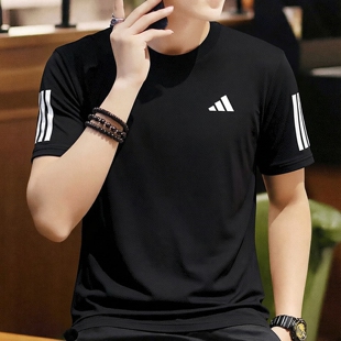 Adidas阿迪达斯短袖黑色T恤男装26夏季新款跑步休闲运动服KU8726