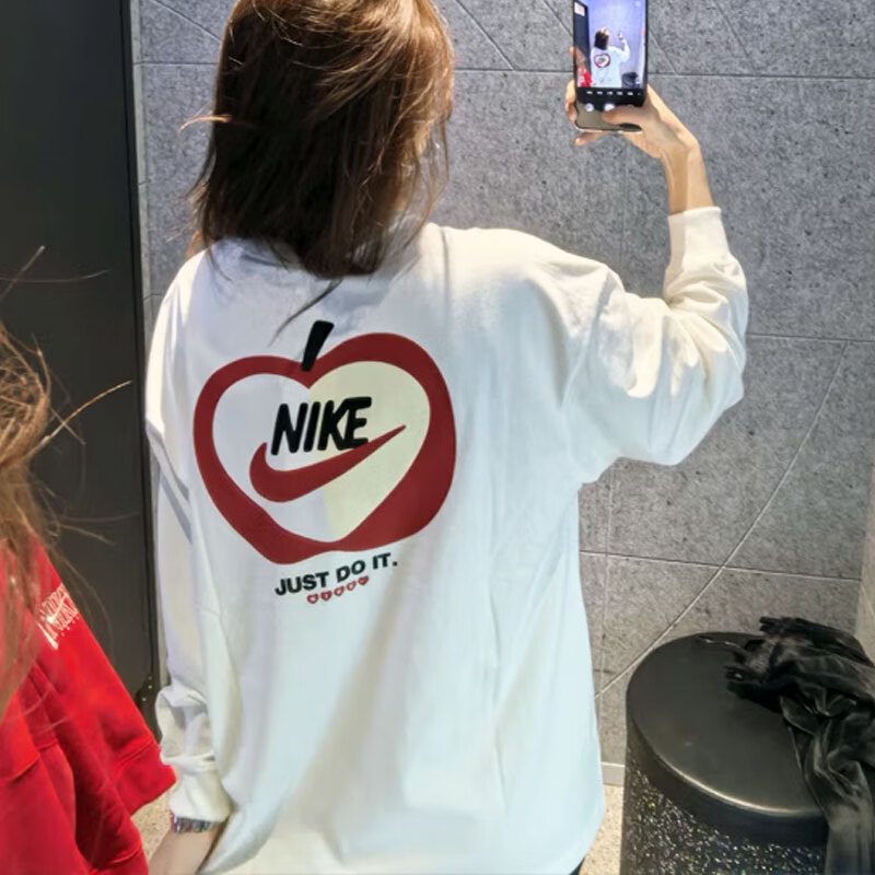 NIKE耐克长袖白色T恤女装25新款运动服宽松圆领套头衫卫衣IB1670
