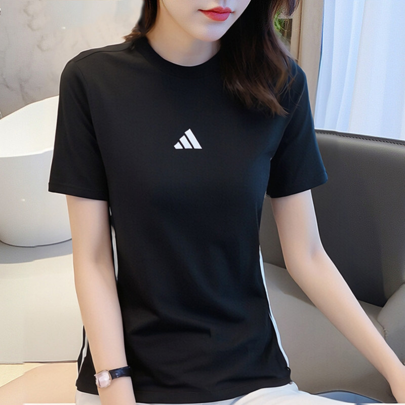 阿迪达斯短袖女士T恤2026新款三条杠运动半袖透气休闲体恤JD0846图片