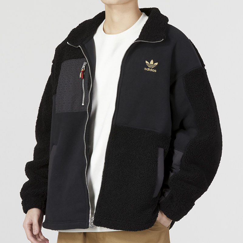 阿迪达斯三叶草外套男2025冬季新款运动服立领正品宽松夹克HY7285